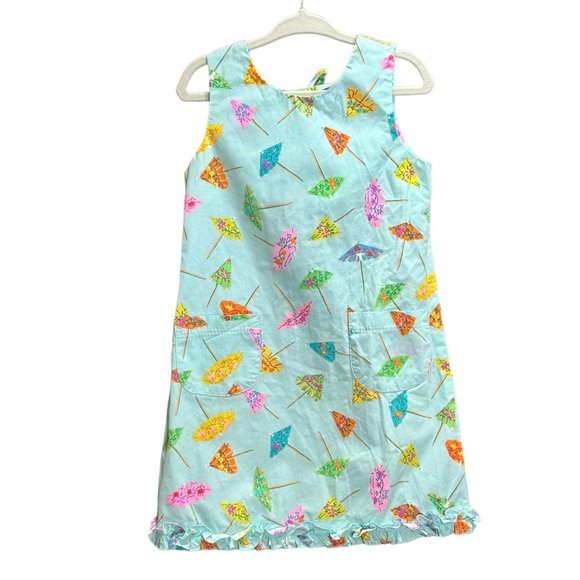 Plum Pudding Dress Youth Toddler Girls 4 Sleeveless Sundress Tropical Umbrella - Picture 1 of 9